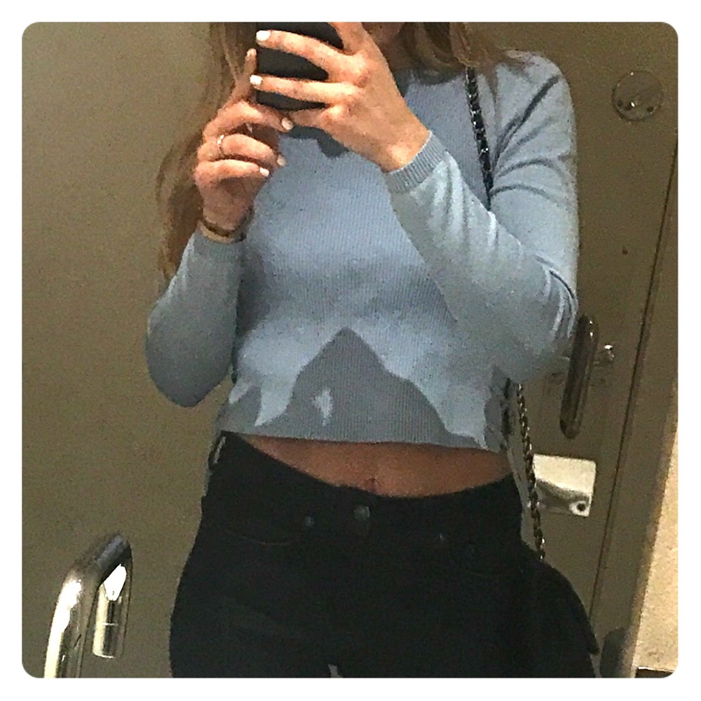 Topshop Baby Blue Cropped Sweater 4